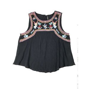 Zara Trafaluc Collection Black Embroidered Crop Top Size Medium